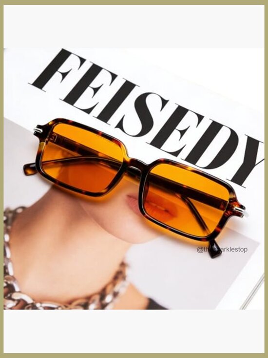 Retro Rectangular Narrow Slim Square Sunglasses for Women Men UV400 Thin
